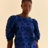 Farm Rio Navy Blue 3d Star Texture Blouse 2 Farm Rio Navy Blue 3d Star Texture Blouse -Farm Rio Store 312282 01