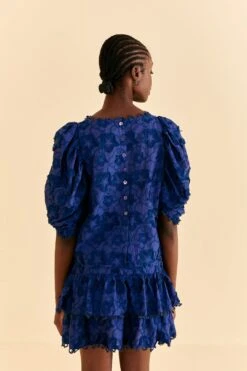 Farm Rio Navy Blue 3d Star Texture Blouse -Farm Rio Store 312282 04