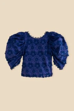Farm Rio Navy Blue 3d Star Texture Blouse -Farm Rio Store 312282 07