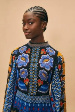 Farm Rio Black Ainika Sparkle Long Sleeve Maxi Dress -Farm Rio Store 312343 03