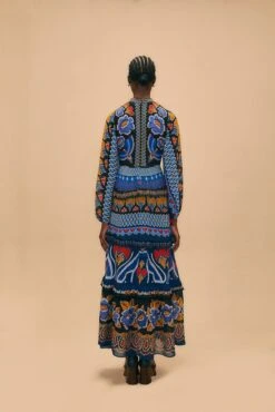 Farm Rio Black Ainika Sparkle Long Sleeve Maxi Dress -Farm Rio Store 312343 04