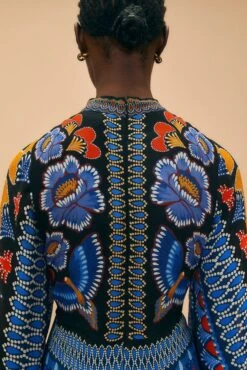 Farm Rio Black Ainika Sparkle Long Sleeve Maxi Dress -Farm Rio Store 312343 05