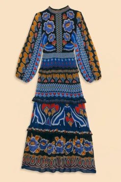 Farm Rio Black Ainika Sparkle Long Sleeve Maxi Dress -Farm Rio Store 312343 07