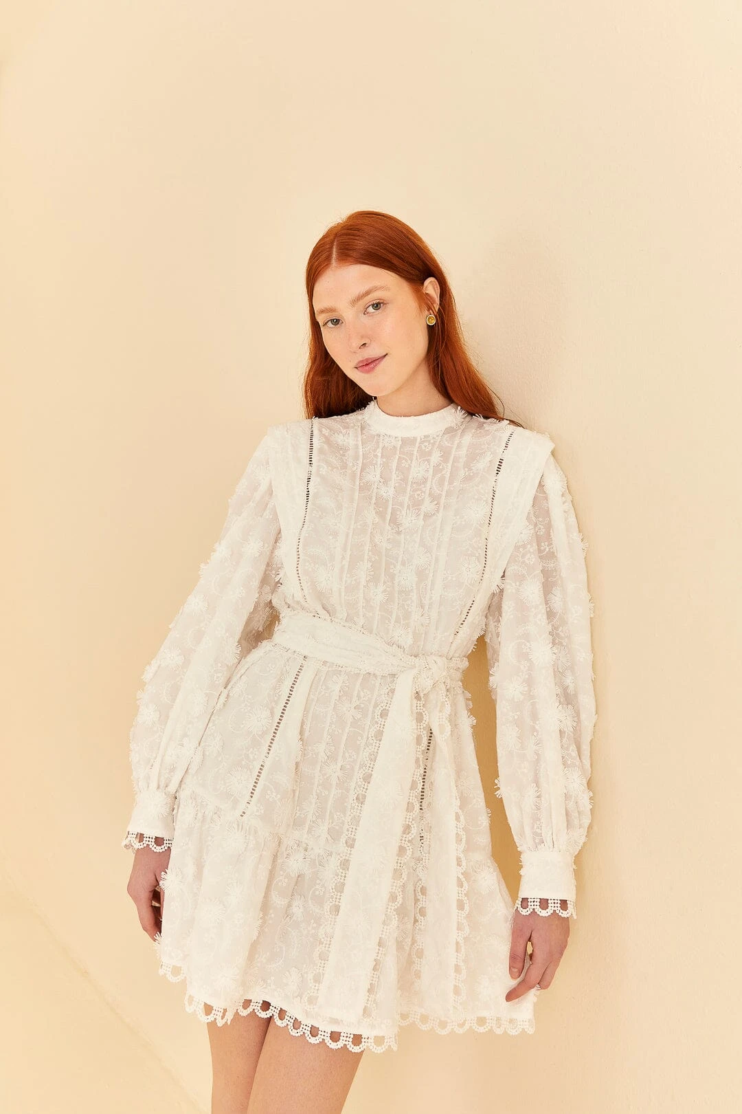 Farm Rio Off-White 3d Flower Pleated Mini Dress 3 Farm Rio Off-White 3d Flower Pleated Mini Dress