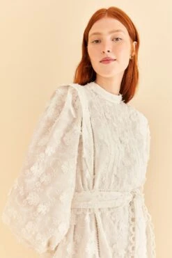 Farm Rio Off-White 3d Flower Pleated Mini Dress 13 Farm Rio Off-White 3d Flower Pleated Mini Dress -Farm Rio Store 312366 03