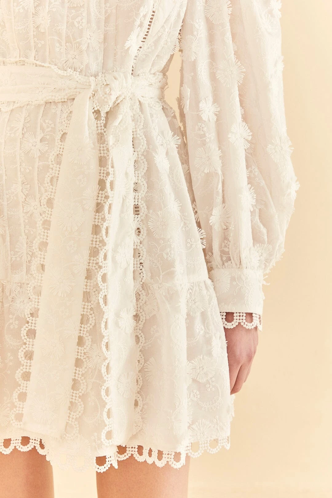 Farm Rio Off-White 3d Flower Pleated Mini Dress 7 Farm Rio Off-White 3d Flower Pleated Mini Dress - Image 5