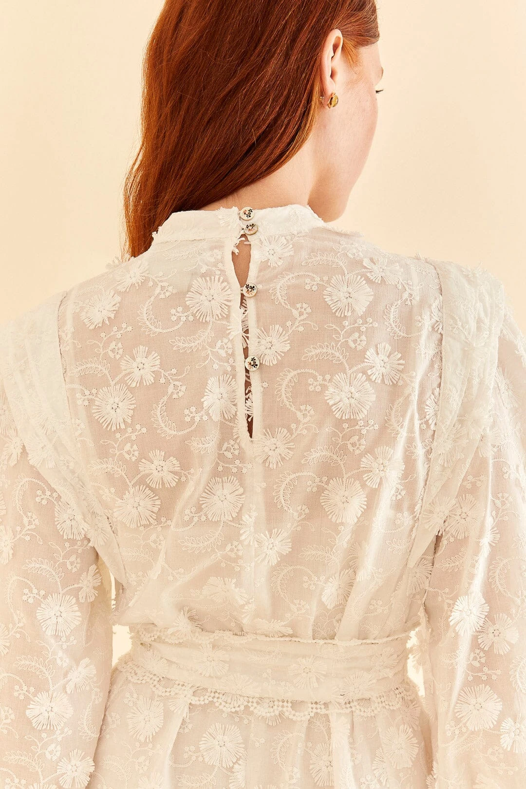 Farm Rio Off-White 3d Flower Pleated Mini Dress 8 Farm Rio Off-White 3d Flower Pleated Mini Dress - Image 6