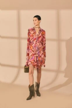 Farm Rio Rose Wild Horses Long Sleeve Mini Dress