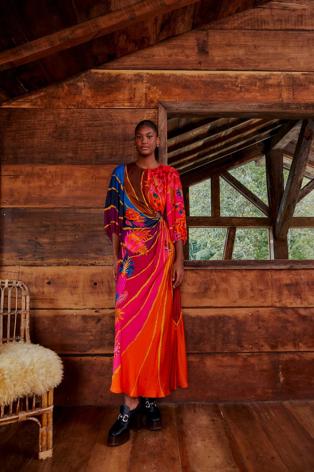 Farm Rio Vintage Wave Circle Cut-Out Midi Dress 4 Farm Rio Vintage Wave Circle Cut-Out Midi Dress - Image 2