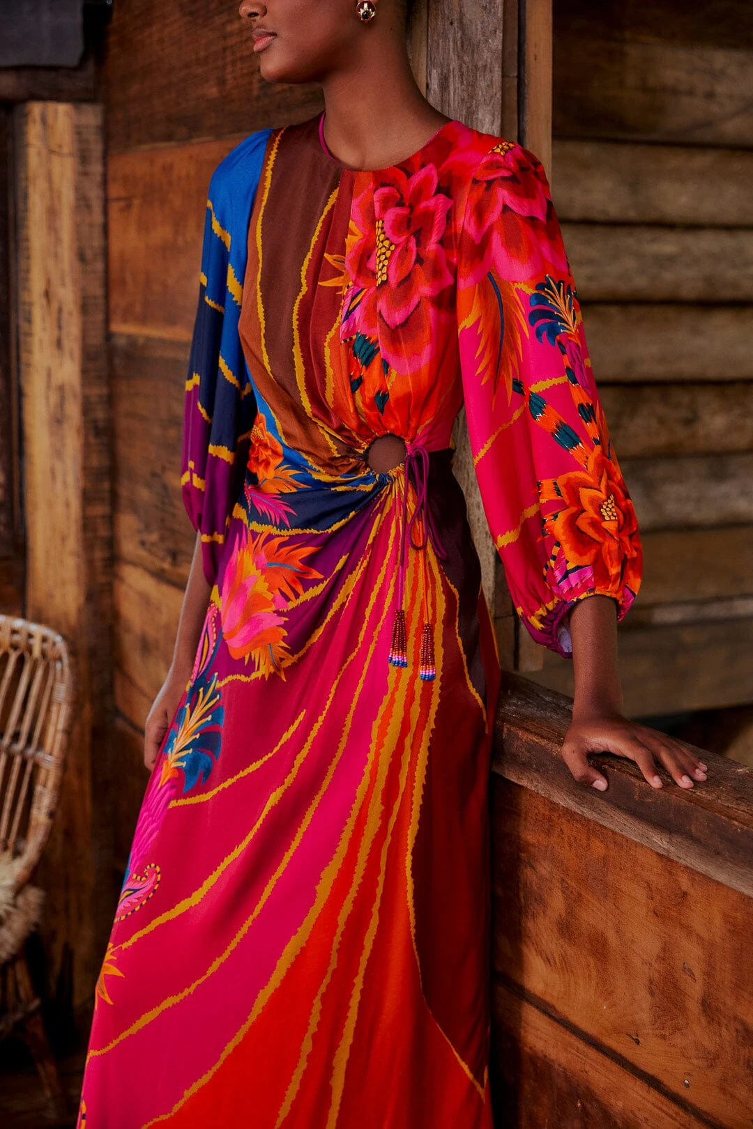 Farm Rio Vintage Wave Circle Cut-Out Midi Dress 5 Farm Rio Vintage Wave Circle Cut-Out Midi Dress - Image 3