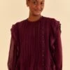 Farm Rio Burgundy Ruffle Blouse 2 Farm Rio Burgundy Ruffle Blouse -Farm Rio Store 312660 01