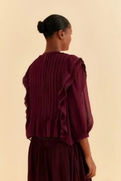 Farm Rio Burgundy Ruffle Blouse -Farm Rio Store 312660 04