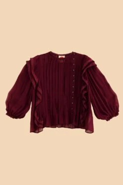 Farm Rio Burgundy Ruffle Blouse -Farm Rio Store 312660 06