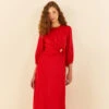 Farm Rio Red Front Circle Cut Out Midi Dress -Farm Rio Store 312693 01