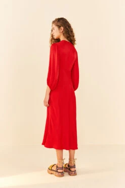 Farm Rio Red Front Circle Cut Out Midi Dress -Farm Rio Store 312693 04