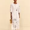 Farm Rio Off-White Richelieu Cut Out Midi Dress 1 Farm Rio Off-White Richelieu Cut Out Midi Dress -Farm Rio Store 313595 01