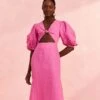 Farm Rio Pink Cut Out Short Sleeve Midi Dress 1 Farm Rio Pink Cut Out Short Sleeve Midi Dress -Farm Rio Store 313597 01