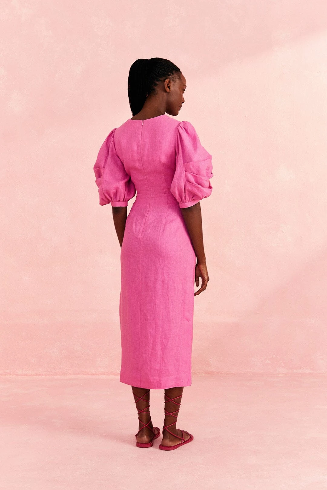 Farm Rio Pink Cut Out Short Sleeve Midi Dress 6 Farm Rio Pink Cut Out Short Sleeve Midi Dress - Image 4