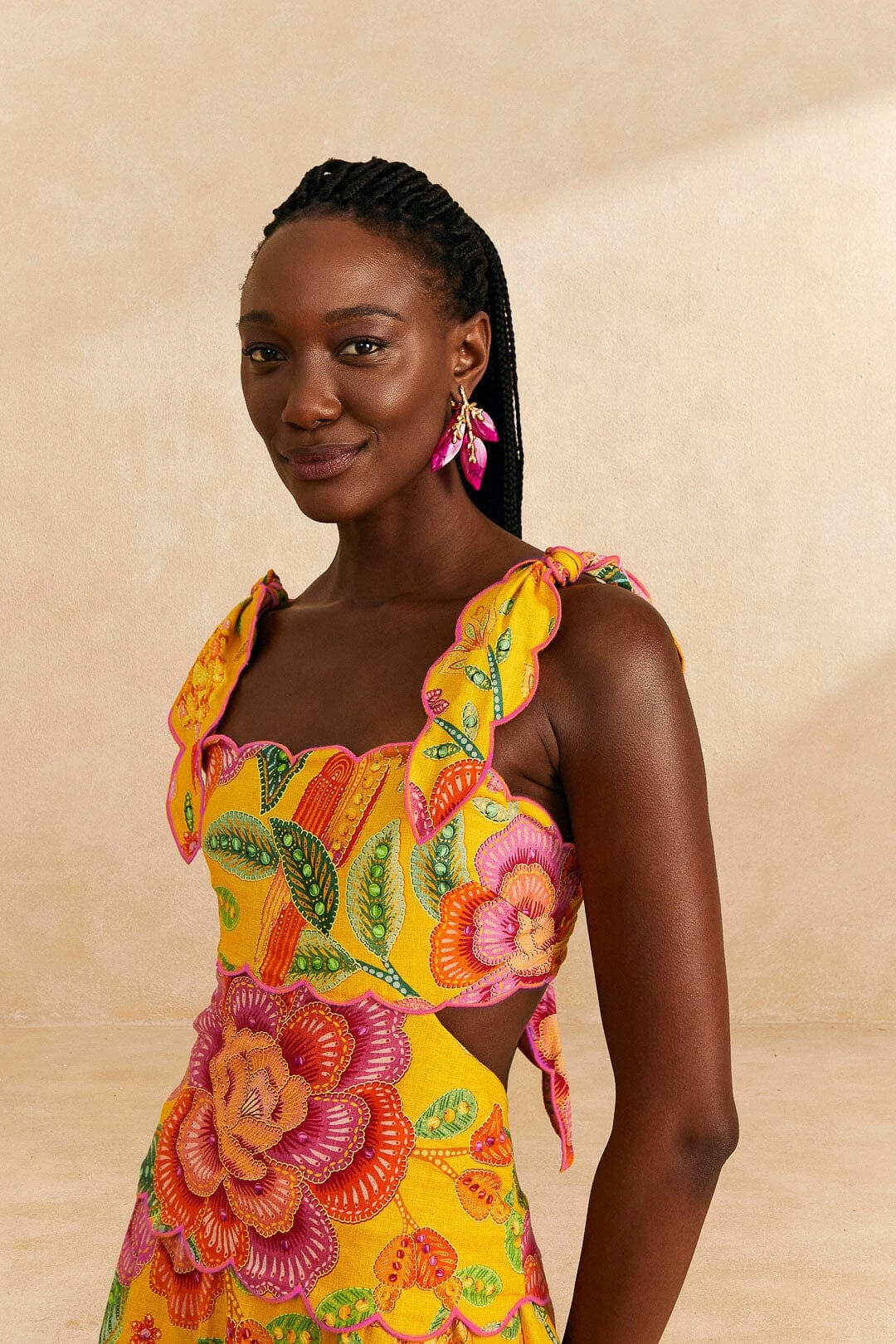 Farm Rio Yellow Macaw Bloom Midi Dress 5 Farm Rio Yellow Macaw Bloom Midi Dress - Image 3