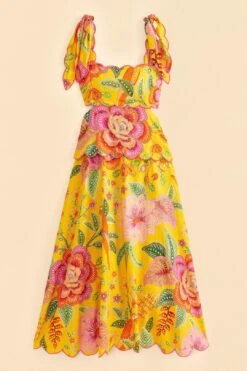 Farm Rio Yellow Macaw Bloom Midi Dress 11 Farm Rio Yellow Macaw Bloom Midi Dress -Farm Rio Store 313600 06