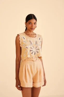 Farm Rio Beige Tailored Shorts