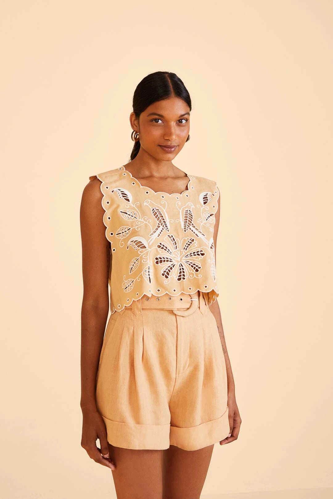 Farm Rio Beige Tailored Shorts 3 Farm Rio Beige Tailored Shorts