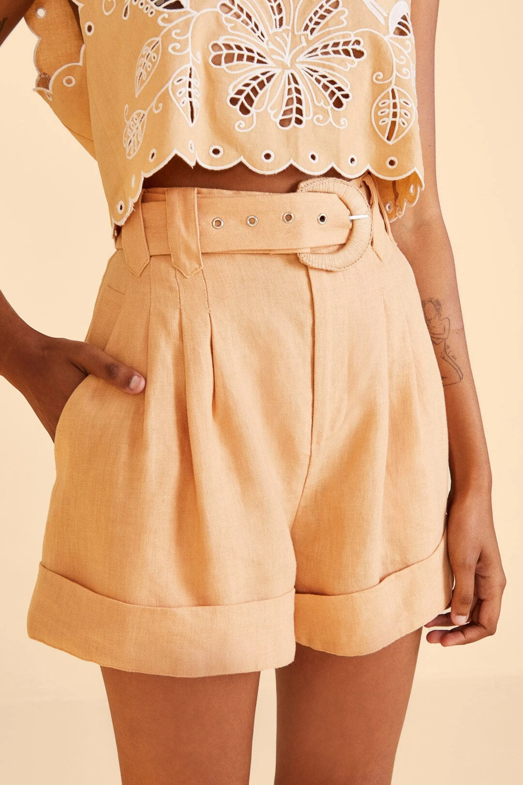 Farm Rio Beige Tailored Shorts 5 Farm Rio Beige Tailored Shorts - Image 3