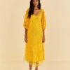 Farm Rio Yellow Guipure Midi Dress 2 Farm Rio Yellow Guipure Midi Dress -Farm Rio Store 313604 02