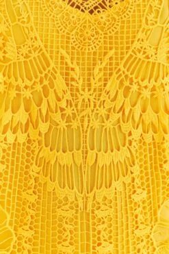 Farm Rio Yellow Guipure Midi Dress -Farm Rio Store 313604 06