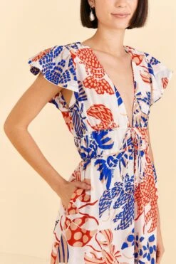 Farm Rio Off-White Mixed Lobsters Midi Dress -Farm Rio Store 313608 03