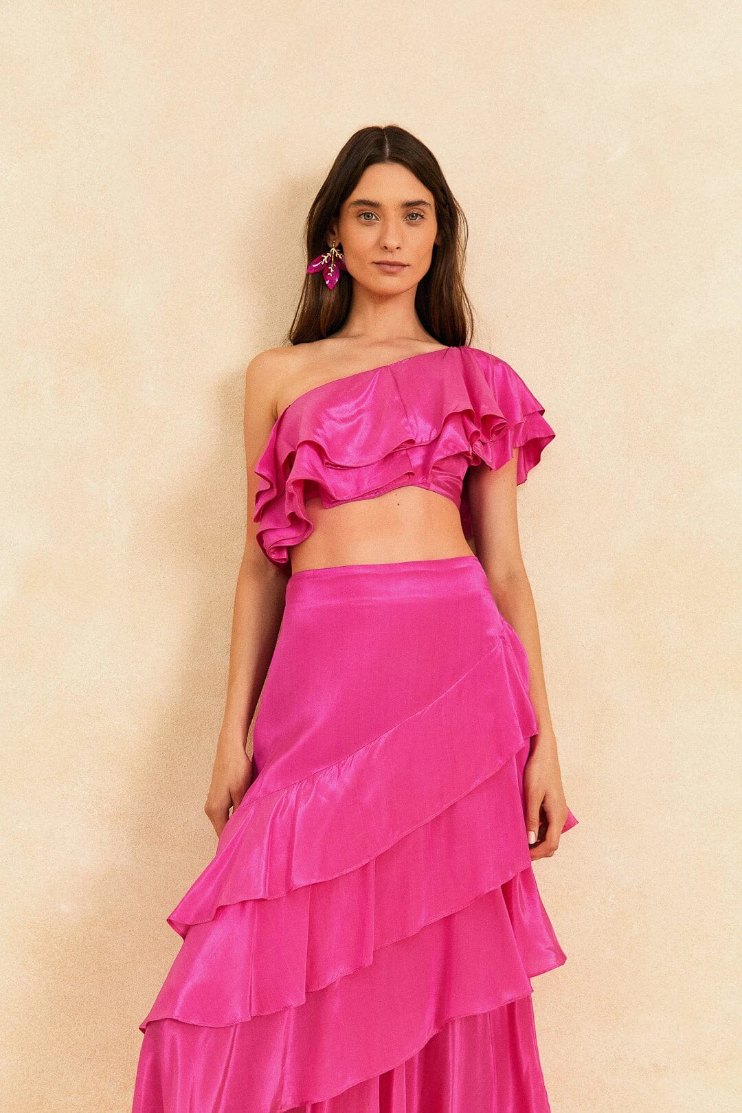 Farm Rio Dark Pink Marocaine Ruffle Skirt 4 Farm Rio Dark Pink Marocaine Ruffle Skirt - Image 2