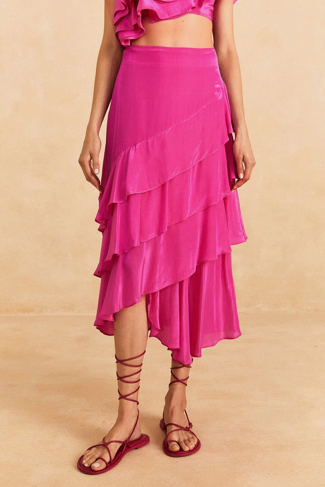 Farm Rio Dark Pink Marocaine Ruffle Skirt 5 Farm Rio Dark Pink Marocaine Ruffle Skirt - Image 3