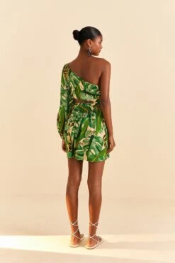 Farm Rio Tropical Leaves One Shoulder Mini Dress 9 Farm Rio Tropical Leaves One Shoulder Mini Dress -Farm Rio Store 313620 03