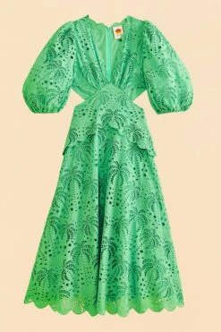 Farm Rio Green Richelieu Midi Dress -Farm Rio Store 313648 06