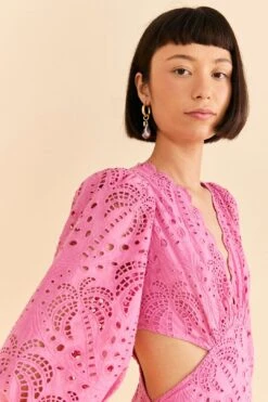 Farm Rio Pink Richelieu Midi Dress -Farm Rio Store 313649 03