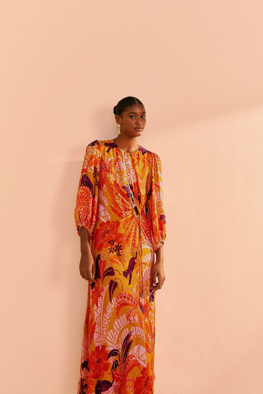 Farm Rio Beige Jungle Panther Lenzing™ Ecovero™ Viscose Midi Dress 4 Farm Rio Beige Jungle Panther Lenzing™ Ecovero™ Viscose Midi Dress - Image 2