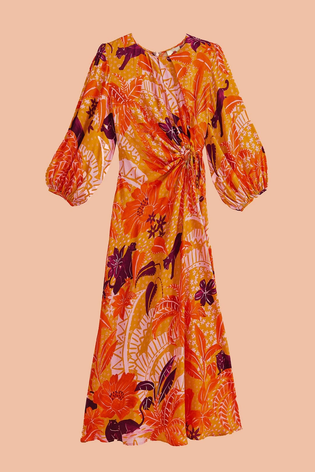 Farm Rio Beige Jungle Panther Lenzing™ Ecovero™ Viscose Midi Dress 9 Farm Rio Beige Jungle Panther Lenzing™ Ecovero™ Viscose Midi Dress - Image 7