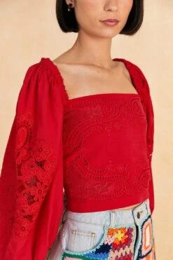 Farm Rio Red Lace Blouse -Farm Rio Store 313682 03