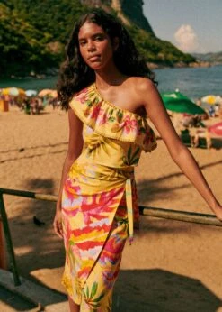 Farm Rio Summer Forest Yellow Bia Midi Skirt 7 Farm Rio Summer Forest Yellow Bia Midi Skirt -Farm Rio Store 313792 02