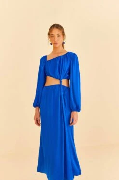 Farm Rio Blue Viscose Satin Midi Dress 10 Farm Rio Blue Viscose Satin Midi Dress -Farm Rio Store 313815 02
