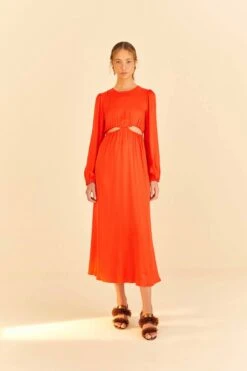 Farm Rio Red Viscose Satin Midi Dress 10 Farm Rio Red Viscose Satin Midi Dress -Farm Rio Store 313816 01