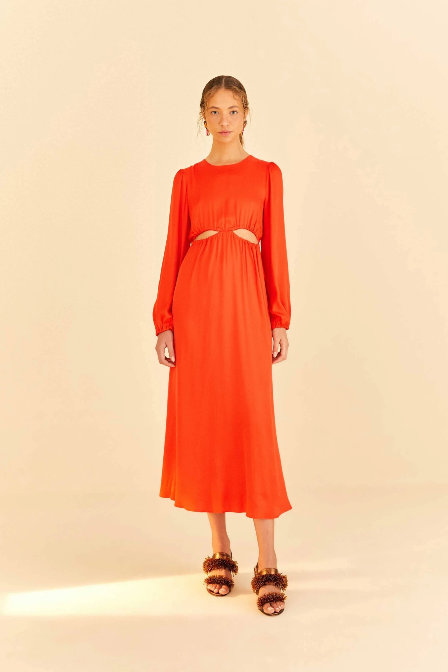 Farm Rio Red Viscose Satin Midi Dress 6 Farm Rio Red Viscose Satin Midi Dress - Image 4