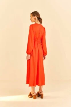 Farm Rio Red Viscose Satin Midi Dress 9 Farm Rio Red Viscose Satin Midi Dress -Farm Rio Store 313816 04