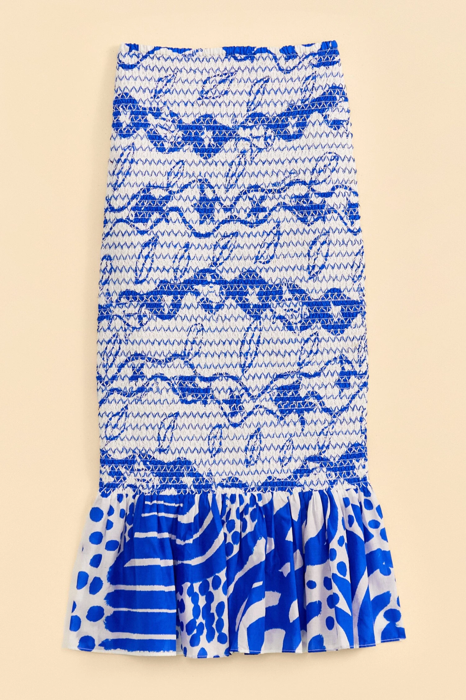 Farm Rio Off-White Pitta Waves Smocked Midi Skirt 8 Farm Rio Off-White Pitta Waves Smocked Midi Skirt - Image 6