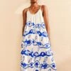 Farm Rio Off-White Pitta Waves Sleeveless Maxi Dress 1 Farm Rio Off-White Pitta Waves Sleeveless Maxi Dress -Farm Rio Store 314086 02