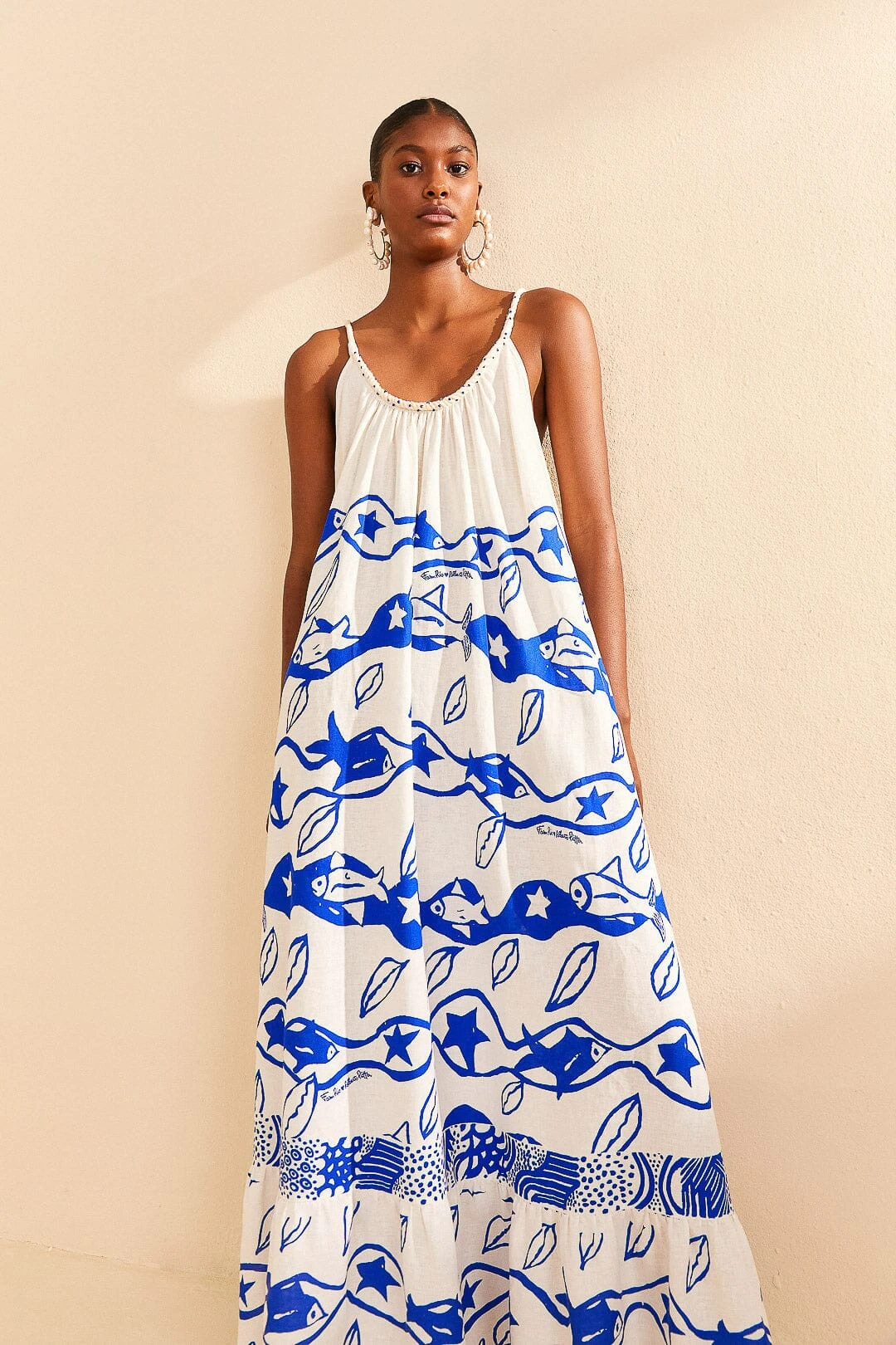Farm Rio Off-White Pitta Waves Sleeveless Maxi Dress 3 Farm Rio Off-White Pitta Waves Sleeveless Maxi Dress