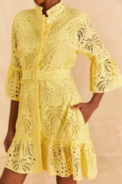 Farm Rio Light Yellow Palm Tree Mini Dress -Farm Rio Store 314107 03