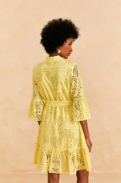 Farm Rio Light Yellow Palm Tree Mini Dress -Farm Rio Store 314107 04