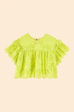 Farm Rio Lime Green Palm Tree Richelieu Blouse 13 Farm Rio Lime Green Palm Tree Richelieu Blouse -Farm Rio Store 314472 06
