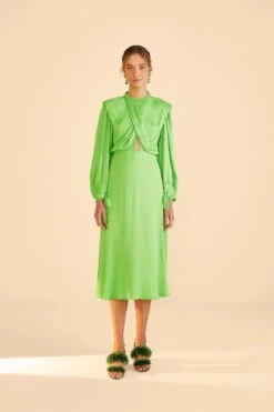 Farm Rio Lime Shoulder Pads Maxi Dress 10 Farm Rio Lime Shoulder Pads Maxi Dress -Farm Rio Store 314476 02